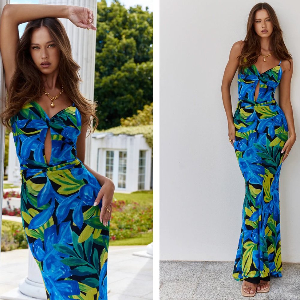 MARLINI MAXI DRESS - BLUE FLORAL